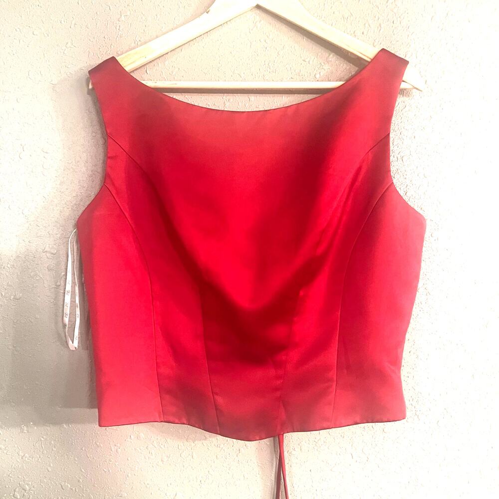 Vtg B2 Womens Red Corset Top Blouse Shirt 18 Y2K Wedding Gala Holiday Party